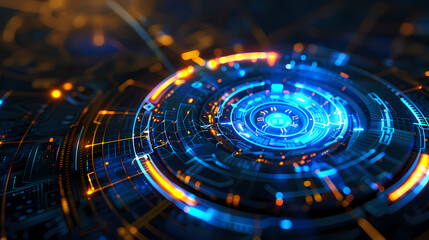 Fototapeta premium Futuristic hud interface circles yellow and blue vector image