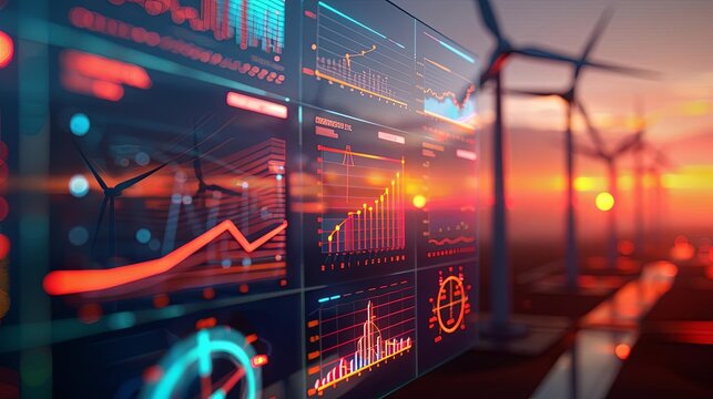 advanced wind turbine analytics dashboard with realtime performance metrics and predictive maintenance insights 3d illustration
