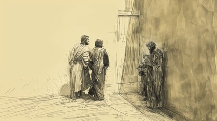 Obraz premium Jesus' Betrayal and Peters Denial, Biblical Illustration of Forgiveness, Perfect for Religious Stock Photos