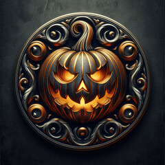 Halloween jack o lanterns on various creepy background