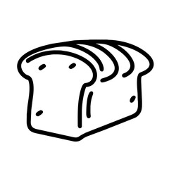 Homely black and white vector portrayal of freshly baked bread on transparent background, emitting comforting aroma and rustic charm, a staple for bakery-themed designs and culinary creations.