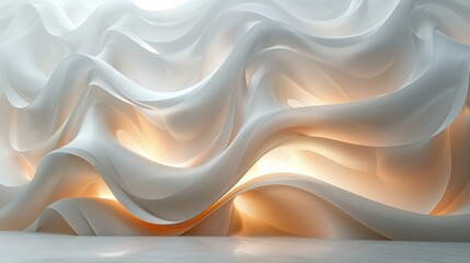 Abstract 3D Background. Smooth, flowing shapes bathed in soft, calming light create a serene and peaceful 3D environment.