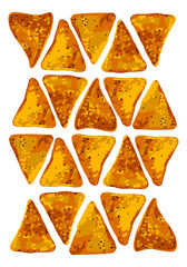 Illustrated Tortilla Chips Pattern On White Background