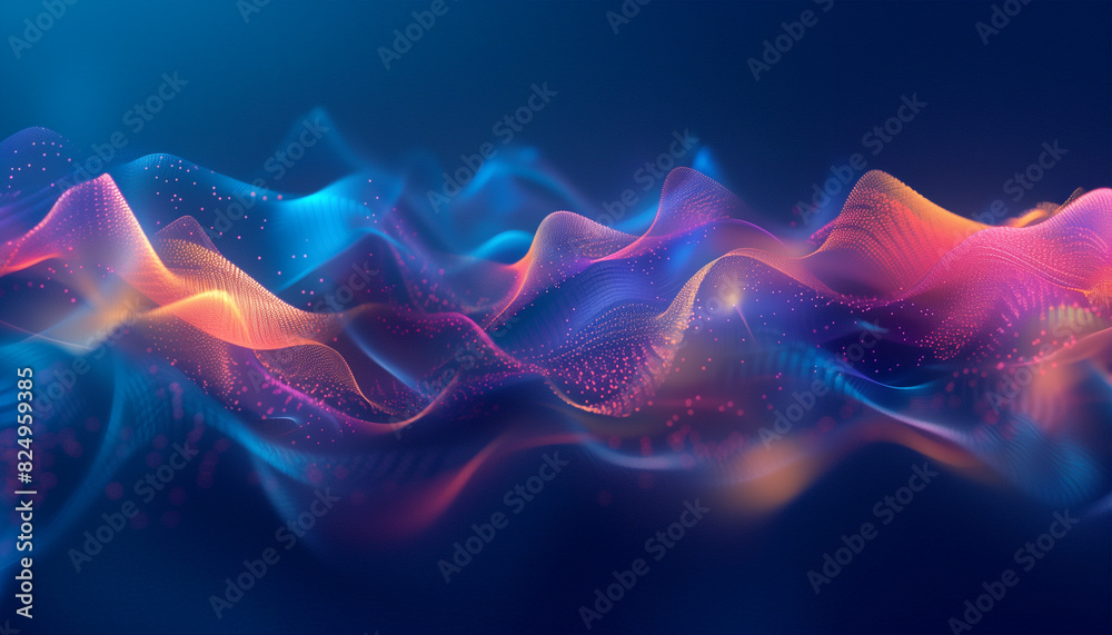 Wall mural abstract background with glowing dotted lines - ai generative