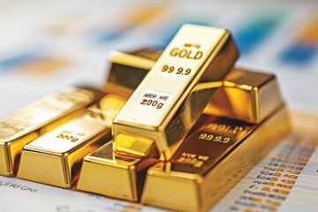 Stack of gold bars on regulatory compliance chart tools for monitoring key indicators