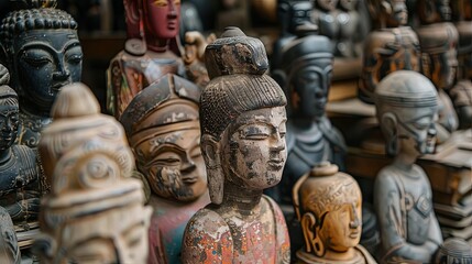 Fototapeta premium diverse cultural statues and crafts artistic imagery capturing traditional artisanship conceptual photography