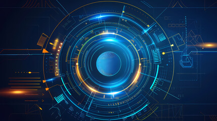 Obraz premium Futuristic hud interface circles yellow and blue vector image