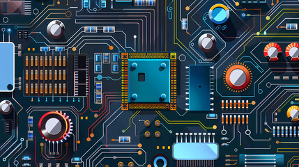 Circuit board technology cpu microprocessor vector image