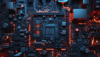 Fototapeta premium Decoding the Inner Workings of the Logic Board: An Examination of the CPU Motherboard, Circuit, Syst