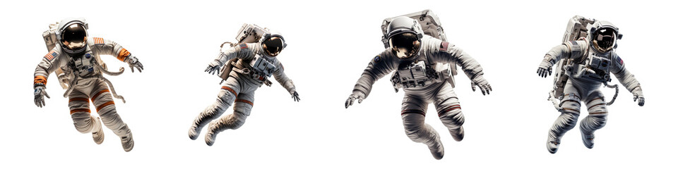 Collection Set Astronauts Isolated Transparent