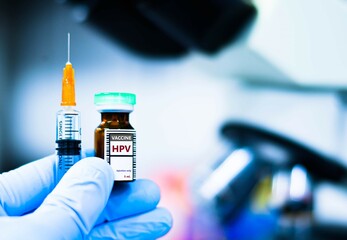 Vaccine bottles and syringes for preventing  human papilloma virus (HPV).