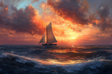 sailboat at sunset