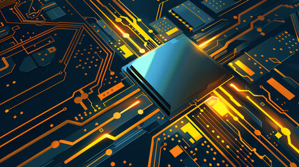 Circuit board technology cpu microprocessor vector image