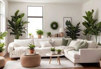 Frame mockup, ISO A paper size. Living room wall poster mockup. Modern interior design.Living room Interior mockup with house background. 3D render
