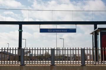 Metro station platform and sign, Hoek Van Holland Strand