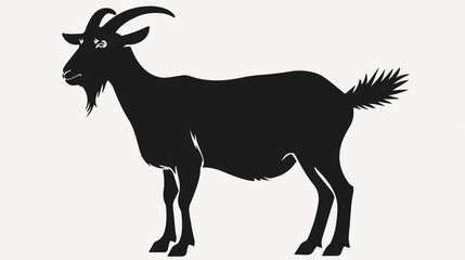Goat profile silhouette. Animal shadow black shape si
