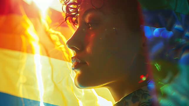 a photo featuring the reflection of a pride flag in a mirror, symbolizing freedom and self-acceptance - Powered by Adobe