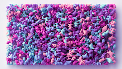 Fototapeta premium 3d render, abstract background of assorted pink violet blue geometric elements, multicolored toys