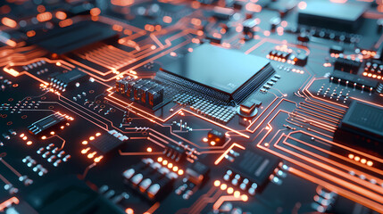 Fototapeta premium Circuit board technology cpu microprocessor vector image