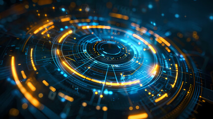 Futuristic hud interface circles yellow and blue vector image