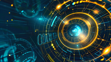 Obraz premium Futuristic hud interface circles yellow and blue vector image