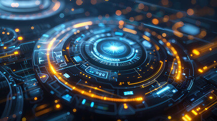 Fototapeta premium Futuristic hud interface circles yellow and blue vector image