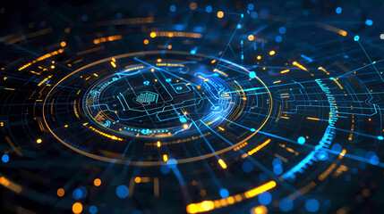 Futuristic hud interface circles yellow and blue vector image