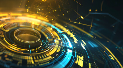 Futuristic hud interface circles yellow and blue vector image