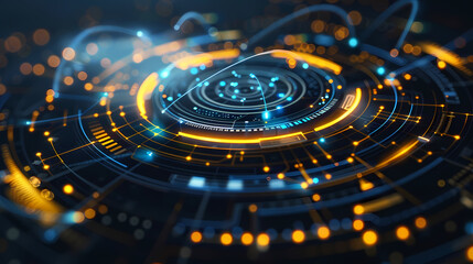 Futuristic hud interface circles yellow and blue vector image