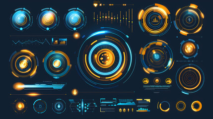 Futuristic hud interface circles yellow and blue vector image