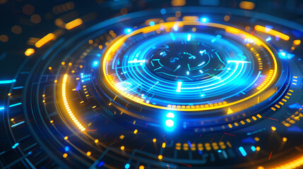 Futuristic hud interface circles yellow and blue vector image