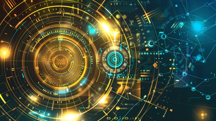 Obraz premium Futuristic hud interface circles yellow and blue vector image