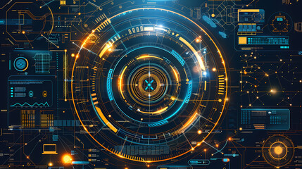 Obraz premium Futuristic hud interface circles yellow and blue vector image