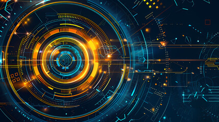 Obraz premium Futuristic hud interface circles yellow and blue vector image