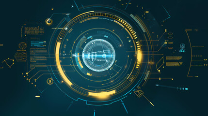 Futuristic hud interface circles yellow and blue vector image