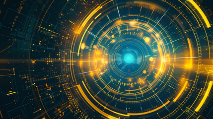 Fototapeta premium Futuristic hud interface circles yellow and blue vector image