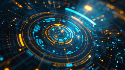 Fototapeta premium Futuristic hud interface circles yellow and blue vector image