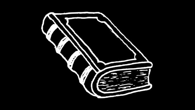 White wiggly hand drawn closed book doodle animation   