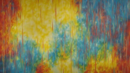 A vibrant abstract painting with a burst of colors