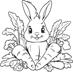rabbit and carrot vector art, Rabbit illustration art 