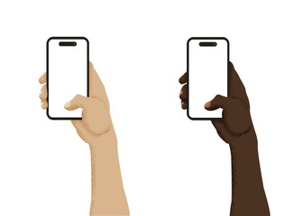 Set of male hands holding phone transparent screen, transparent background, png, scrolling, online shopping, tapping screen, posting on social media, texting, answering/making phone call, new post