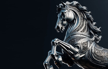 A metal horse statue.