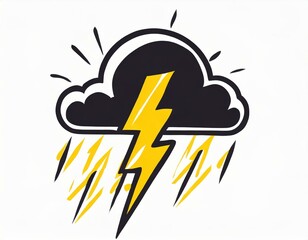 cloud icon with lightning, vector image on white background, weather