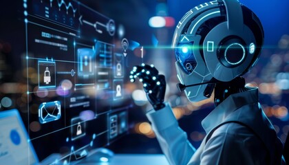 Innovative AI Customer Service Bot in Virtual Chat Interface Assisting Client with Inquiries Efficiently