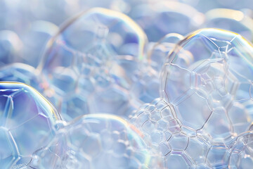 Detailed close-up of soap bubble textures, super realistic