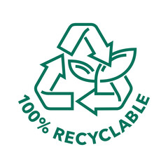 Fully Recyclable stamp in bold line