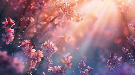 abstract nature background with spring blooming flowers, spring blossoms landscape