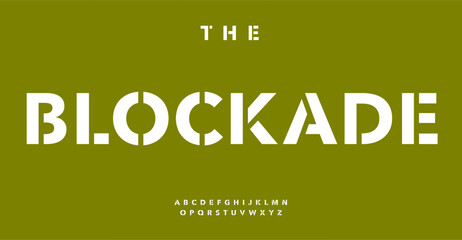 Geometric stencil alphabet, bold block letters, industrial cutout style typeface, strong urban font for impactful branding, military graffiti headline, urban typography. Vector typeset. © artyway