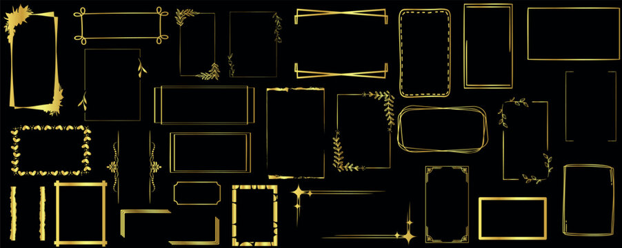 rectangle frame vector set, Elegant gold frame collection. Vector decorative borders, luxury design elements, perfect for invitations, cards, and stylish projects.