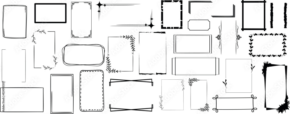 Wall mural rectangle frames vector set, perfect for invitations, certificates, and posters. frame vector graphi